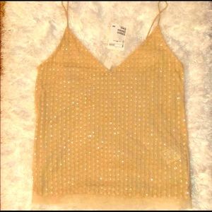 H&M sequin beaded sheer sleeveless top shirt